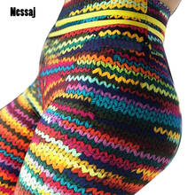 Nessaj New Original Knit Printing Leggings Workout Casual Slim Pants Long Trousers High Waist Colorful Women Leggings 2024 - buy cheap