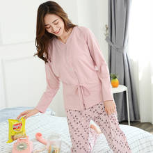 Fdfklak Spring Autumn Cotton Maternity Sleep Pregnancy Pajama Shirts For Feeding Pink Nursing Pajama Long Sleeve Sleepwear 2024 - buy cheap