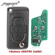 Jingyuqin 10x ce0523 ask/fsk 433 mhz 4 botões remoto chave fob controle para peugeot 1007 para citroen flip floding c8 va2/hu82 lâmina 2024 - compre barato