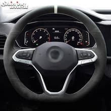 Shining wheat Hand-stitched Black Genuine Leather Steering Wheel Covers for Volkswagen VW Passat 2020 Golf 8 2024 - buy cheap