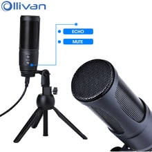 Ollivan-microfone cardioide, 20khz, eco, condensador, para jogo, podcast, estúdio, microfone para pc, computador, laptop, usb 2024 - compre barato