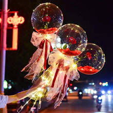 Светодиодный роза светящийся прозрачный Bobo пузырьки шары подарок ко Дню Святого Валентина Рождество Одежда для свадьбы, дня рождения Декор прозрачные воздушные шары с гелием 2024 - купить недорого