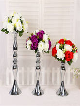 10pcs sliver Candle Holders Flowers Vase Candlestick Centerpieces Road Lead Candelabra Centerpieces Wedding porps Christmas deco 2024 - buy cheap