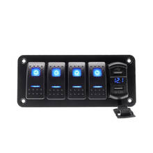 4 Gang  Switch Panel Circuit Breaker Waterproof With 12V Outlet Dual USB Port Blue LED Light for Car Auto Boat Marine LED Rocker 2024 - buy cheap