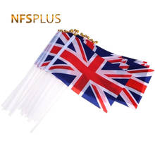10 Pack British Flag Union Jack 14x21cm Polyester Hand Waving Flags with Flagpoles Union Kingdom National UK Flags and Banners 2024 - buy cheap