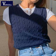Vangull Girl Sweater Vest Women Jumper V Neck Pullover Knitted Vests Women Preppy Style Crop Top Autumn 2020 Solid Clothing 2024 - buy cheap