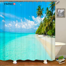 Bathroom Decoration Shower Curtain Sunshine Beach Seaside Landscape Printed Polyester Waterproof Shower Curtain with Hook 2024 - buy cheap