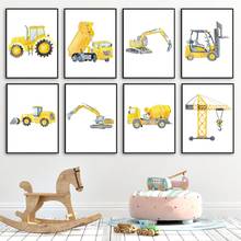 Construction Vehicles Watercolor Nursery Wall Art Canvas Painting Cars Trucks Posters and Prints Wall Pictures Boys Room Decor 2024 - buy cheap