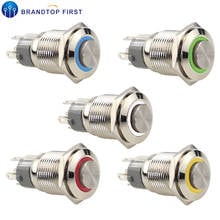 Momentary 16mm Self-locking Waterproof Metal Push Button Switch With LED light  5V 12V 24V 220V 2024 - buy cheap