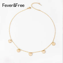 Fever&Free Hot Sale Round sequins Choker Necklaces Simple Charms Plated Alloy Pendant Necklaces Fashion Choker Jewelry For Women 2024 - buy cheap
