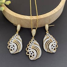 Lanyika Fashion Jewelry Set Exquisite Petal Full Micro Pave Necklace with Earrings for Woman Wedding Anniversary Best Gifts 2024 - buy cheap