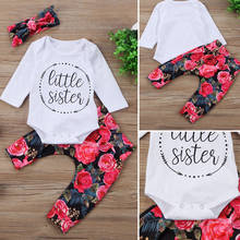 Girl Clothes Toddler Baby Girls Tops Romper Flower Pants 3Pcs Outfits Set Clothes 2024 - buy cheap