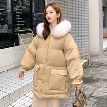2021 New Cotton Coat Woman Winter Jacket Warm Thicken Cotton Jacket Parkas Women Big Fur Collar Hooded Down Cotton Coats Outwear 2024 - buy cheap