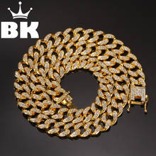 13mm Hip Hop Gold Color Iced Out Crystal Miami Cuban Chain Necklace HOT SELLING THE HIP HOP KING 2024 - buy cheap