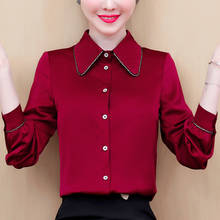 2021 Spring Red Shirt Women's Chiffon Top Women's Long-Sleeved Shirt Blouse Women Blusas Ropa De Mujer 2024 - buy cheap