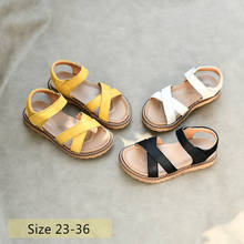 Sandalias romanas de cuero Real para niñas, zapatos de jardín con suela de arco para bebés, zapatos de princesa de verano 2024 - compra barato