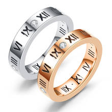 Anel de casamento em aço inoxidável tamanho 6-12 4mm, numerais romanos, rosa, ouro, prata, muito legal, retrô, para homens, mulheres, joias da moda 2024 - compre barato