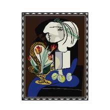 Picasso-Nature Morte Aux Tulipes-kit de punto de cruz aida, 14ct, 11CT, lienzo de impresión, puntadas, bordado, costura hecha a mano 2024 - compra barato