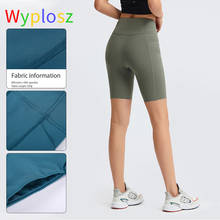 Wyplosz-pantalones cortos de Yoga para mujer, mallas de gimnasio para Fitness, ejercicio sin costuras, bolsillo, correr, entrenamiento deportivo, cintura alta 2024 - compra barato