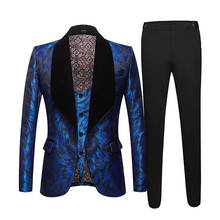 Wedding Dress Mans Suits For Wedding Groom Tuxedos Business Suits Party Suits Dinner Suit 3Piece Printed Suit(Jacket+Pants+Vest) 2024 - buy cheap
