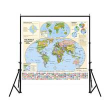 Mapa del mundo no tejido de 150x150cm, adecuado para principiantes con banderas y escala de mapa política mundial 2024 - compra barato
