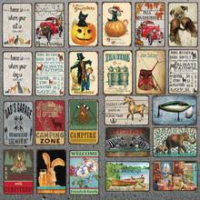 Gone Fishing Dog Rules Shabby Chic  Metal Tin Sign Animal Wall Pub Restaurant  Home Art Pet Shop Decor Cuadros DU-5085A 2024 - buy cheap