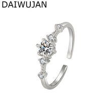 Daiwojan INS-Anillos abiertos circonita para mujer, anillo sencillo de diamante fino, anillo de novia casamiento compromiso, joyería de plata 925 2024 - compra barato
