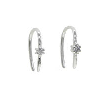 real 925 sterling silver romantic flower ear cuff single stone clear CZ horn earrings for women cute girl delicate party jewelry 2024 - buy cheap