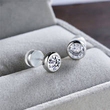 Cute White Zircon Small Stud Earrings Female Luxury Crystal Round Stone Earrings For Women Vintage Silver Color Wedding Earrings 2024 - buy cheap