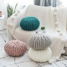 Almohada redonda creativa de diseño nórdico, cojín de sofá de lana gruesa hecha a mano, de Color sólido 2024 - compra barato
