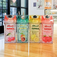 430ml New Fashion Square Straw Bottle Water Bottle Cup Creative Double Colorful Fruit Pattern Water Cup Student Outdoor Bottle 2024 - buy cheap