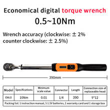 Chave de torque eletrônica digital, chave de torque bidirecional ajustável de 1/4 ", 10nm, 30nm, 3/8", 60/85/135nm, cabeça de catraca dupla 2024 - compre barato