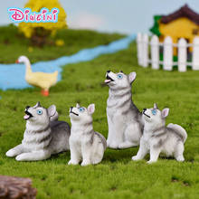 Grey Husky Little Fox Dog Action Figures Dollhouse Miniature Figurine Home Garden Dollhouse Decoration DIY Accessory Toy Gift 2024 - buy cheap
