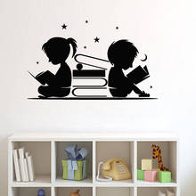 Boy Girl Read Books Wall Sticker Stars Moon Wall Art Murals Library Reading Corner Wall Decor Children Room Nursery Decoration 2024 - buy cheap