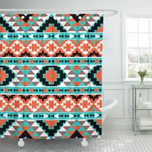 Orange American Colorful Navajo Pattern Mexican Native Aztec Indian Shower Curtain Waterproof 60 x 72 Inches Set with Hooks 2024 - buy cheap