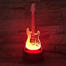 Forma de guitarra 3d acrílico elétrico led night light 7 mudança de cor lâmpada mesa 2024 - compre barato