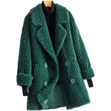 2022 New Natural Wool Fur Coat Women Real Fur Coat Soft Natural Sheep Shearing Wool Jacket Winter Wool Dark Green Overcoats L35 2024 - buy cheap