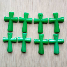 2019 New fashion best selling natural stone green cross pendants Charm fit Necklaces jewelry making 8pcs/lot wholesale free 2024 - buy cheap