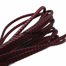 2m/lot approx: 5*3.2mm black red Round Bolo Braided Leather Cord Rope String Bracelet DIY Jewelry Material Findings leather cord 2024 - buy cheap