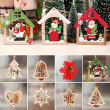 Christmas Tree Snowman Ornaments 3D Pendant Hanging Wooden Xmas Party Decoration Home Gift Kids Christmas Party 2024 - buy cheap