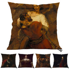 Famous Dutch painter Rembrandt Painting art 45*45cm pillow case Cushion cover Hotel office bar car sofa pillow cushion covers 2024 - buy cheap