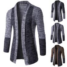 Retro Men Patchwork Long Sleeve Knitted Sweater Cardigan Coat Outwear 2024 - buy cheap