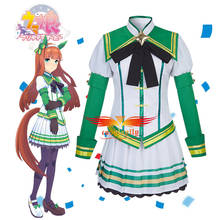 Umamumume-Disfraz de Suzuka para mujer, bonito disfraz de Anime de Comic, Derby, silencio, semana especial, uniforme JK, falda superior, lazo, Halloween 2024 - compra barato