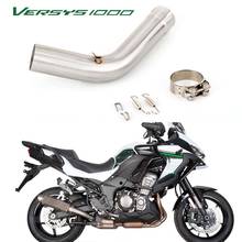 Escapamento de enfiar para kawasaki versys 1000, tubo de escapamento modificado 51mm para modelo klz1000 2019 2020, meio link 2024 - compre barato