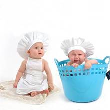 Infantil bebê branco chef traje chapéu de cozinha e avental conjunto cosplay fotografia recém-nascido adereços uniforme cozinhar vestir roupas 2024 - compre barato