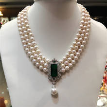 Hot sell new 8-9mm natural white freshwater pearl multi-layer necklace zircon accessories fashion jewelry 2024 - buy cheap