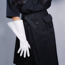 PATENT LONG GLOVES Unisex Faux Leather Wide Balloon Puff Sleeves Large White 38cm WPU147 2024 - buy cheap