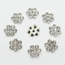 Plum Flower Rhinestones Buttons 10Pcs/Lot 14mm Sewing Handwork Accessories Button Wedding Dress Silver Decoration 2024 - buy cheap