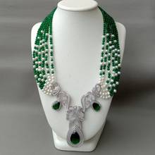 YYGEM-gargantilla de perlas de agua dulce, collar de Jade VERDE, chapado en oro, colgante de CZ 2024 - compra barato