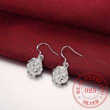 Pendientes de plata de ley 925 auténtica, accesorios de joyería de boda, pendientes largos de gota de plata de flor de Rosa coreano de moda para mujeres 2020 2024 - compra barato